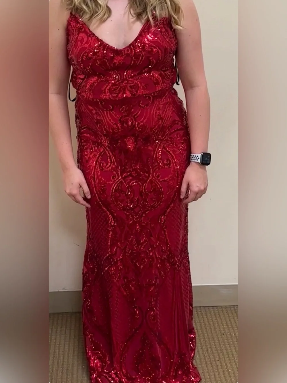 b darlin red sequin dress B Darlin Juniors' Spaghetti Straps Sweetheart Neck Gown